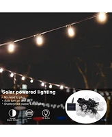 Yescom 48 Ft Solar String Lights Outdoor 15 Led Bulbs Shatterproof Lamps Patio Night Barbeque Bistro Cafe Christmas Decoration 2 Pack