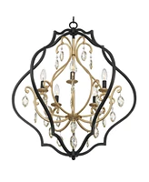 Barnes and Ivy Clara Black Soft Gold Iron Pendant Chandelier 26 1/2" Wide French Amber Crystal 5