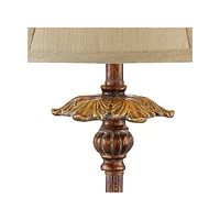 Regency Hill Juliette 36 1/2" Tall Skinny Large Buffet Traditional End Table Lamps Set of 2 Brown Light Bronze Finish Fabric Shade Living Room Bedroom