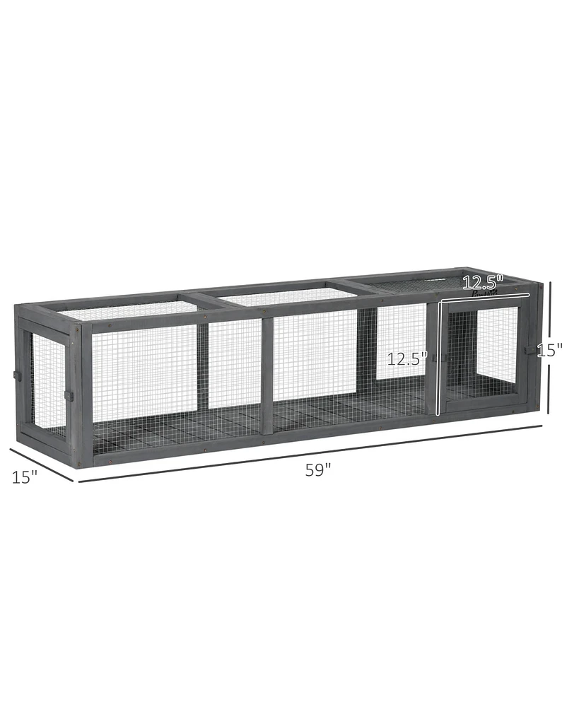 PawHut 59" Long Cat Tunnel with Extendable Design, Wooden Outdoor Cat Tunnel House with Weather Protection, Cat Tube Toy Enclosure