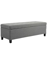 Homcom Storage Ottoman Bench with Linen Fabric Upholstery