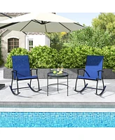 Costway 4 Pcs Outdoor Rocking Chairs with Breathable Backrest Smooth Safe Design