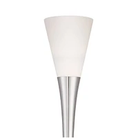 Possini Euro Design Piazza Modern Chic Torchiere Floor Lamp Standing 72 1/2" Tall Brushed Nickel Silver Flared Base Frosted White Glass Shade Decor fo