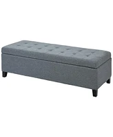 Homcom 50" Lift Top Storage Ottoman Tufted Fabric Shoe Bench Footrest Stool Seat