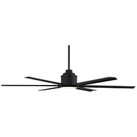 Casa Vieja 65" Ultra Breeze Modern Industrial Outdoor Ceiling Fan with Dimmable Led Light Remote Control Matte Black Wet Rated for Patio Exterior Hous