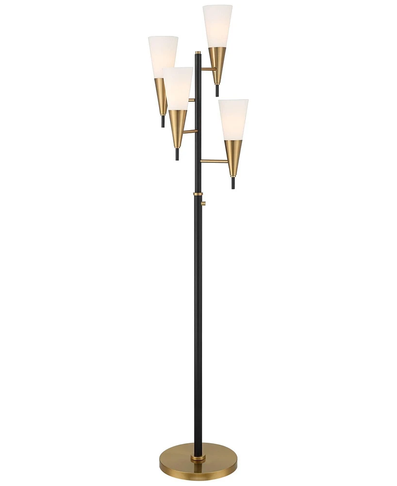 Possini Euro Design Quatro Mid Century Modern Tree Floor Lamp 71" Tall Black Warm Gold Metal 4