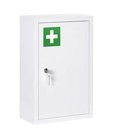 Kleankin Wall Medicine Cabinet with Lock, Lockable Wall Cabinet, White