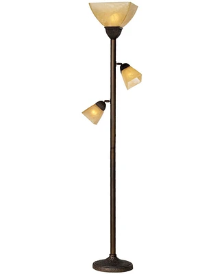 Franklin Iron Works Rustic Farmhouse Mission Torchiere Floor Lamp 71 1/2" Tall Roman Bronze 3