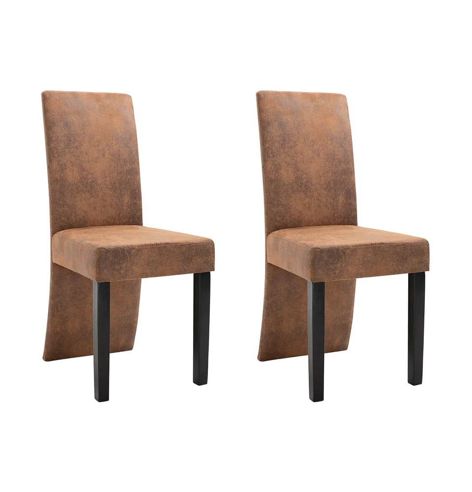 vidaXL Dining Chairs 2 pcs Brown Faux Suede Leather