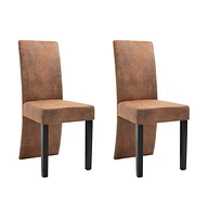 vidaXL Dining Chairs 2 pcs Brown Faux Suede Leather