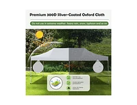 Slickblue 10 x 20 Feet Outdoor Pop-Up Patio Folding Canopy Tent-White