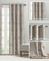 SunSmart Amelia Knitted Jacquard Paisley Total Blackout Grommet Top Curtain Panel, Single Curtain with Privacy Lining for Bedroom and Living Room, Wid