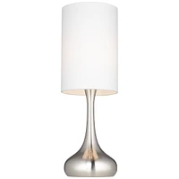 360 Lighting Modern Industrial Droplet-Shaped Table Lamp 24.5" High Brushed Nickel Silver Metal White Fabric Cylinder Shade Decor for Living Room Bedr