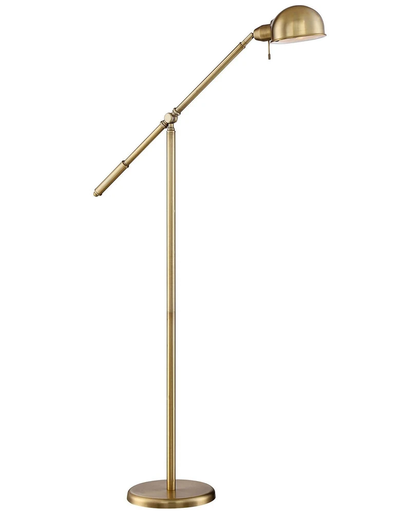 360 Lighting Dawson Traditional Task Pharmacy Light Floor Lamp Standing 55" Tall Antique Brass Metal Adjustable Balance Boom Arm Gold Shade Decor for