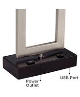 360 Lighting Todd Modern Table Lamp with Hotel Style Usb and Ac Power Outlet in Base 30" Tall Brushed Nickel Rectangle White Shade for Living Room Bed