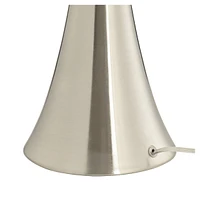 360 Lighting Rachel Modern Art Deco Table Lamps 28" Tall Set of 2 Concave Column Hourglass Silver Metal White Drum Shade for Living Room Bedroom House