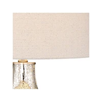 360 Lighting Waylon Modern Table Lamp 28" Tall with Table Top Dimmer Mercury Glass Dimpled Textured Off White Drum Shade for Bedroom Living Room House