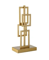 360 Lighting Golden Mid Century Modern Table Lamps 26" Tall Set of 2 Brushed Gold Open Grid Metal White Rectangular Shade for Bedroom Living Room Hous