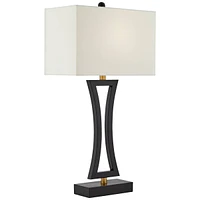 360 Lighting Roxie Modern Table Lamps 31" Tall Set of 2 with Usb Charging Port Black Metal White Fabric Rectangular Shade for Living Room Bedroom Hous