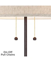 Nikola Modern Accent Table Lamp with Usb and Ac Power Outlet in Base 23 1/2" High Bronze Fabric Drum Shade for Bedroom Living Room House Desk Bedside