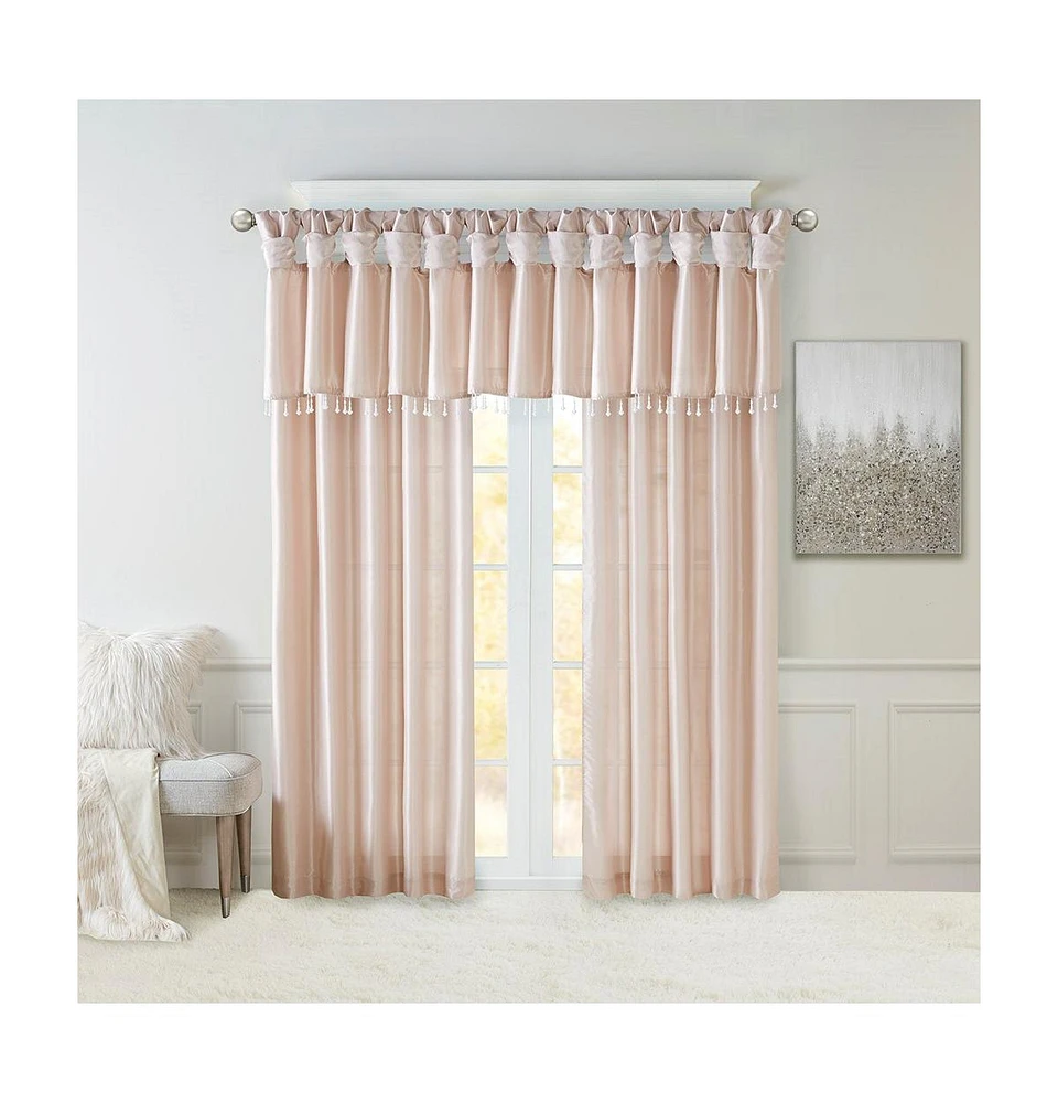 Madison Park Emilia Twist Tab Lined Window Curtain Panel, Single Curtain with Privacy Lining for Bedroom and Living Room