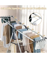 Costway 2-Layer Space-saving Aluminum Drying Rack Collapsible Clothes Drying Rack