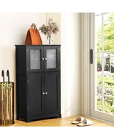 Costway Bathroom Floor Storage Cabinet Kitchen Cupboard w/Doors&Adjustable Shelf