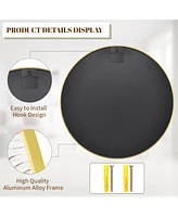 Homlux 24 Inch Round Wall Mirror with Gold Aluminum Alloy Frame