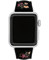 Coach Women's Black Floral Print Silicone Strap for Apple Watch 38mm, 40mm, 41mm