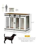 PawHut Modern Dog Crate End Table with Divider Panel, Dog Crate Furniture for Large Dog