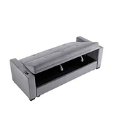 Homelegance White Label Gainesville 84" Convertible Sofa with Hidden Storage, Cup Holders and Usb charging ports