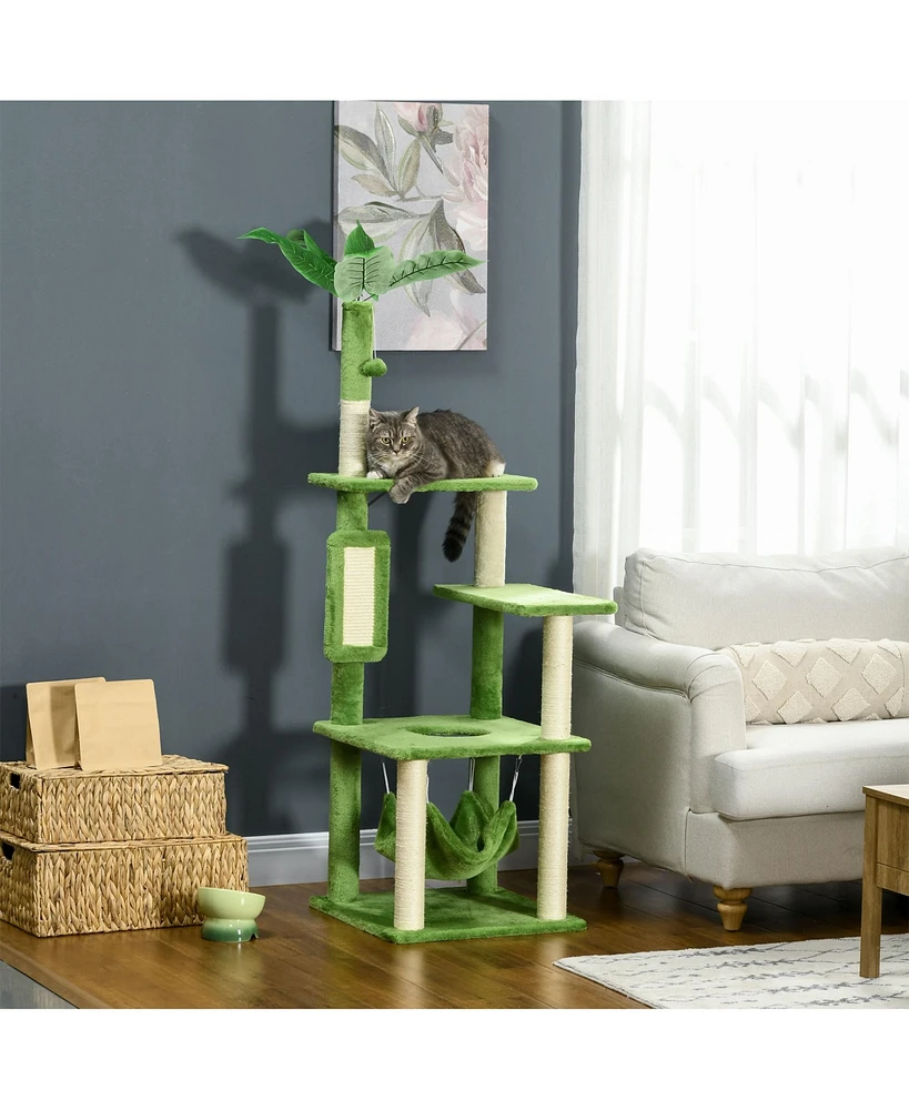 Streamdale Furniture Multi-Level Cat Tower with Scratching Posts, Hammock, and Perches