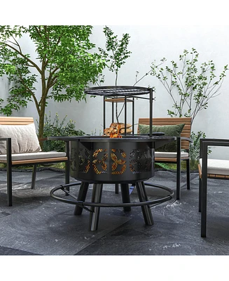 Simplie Fun Ultimate Fire Pit Warmth, Grilling, and Convenient Storage