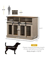 Streamdale Furniture Versatile Dog Crate Table 2-in-1 Furniture with Removable Divider, Open Shelves