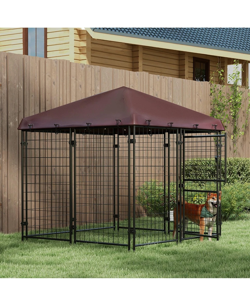 Simplie Fun Premium Metal Dog Kennel Spacious, Protective, Outdoor Enclosure