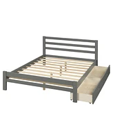 Simplie Fun Wood Platform Bed With Two Drawers, Full