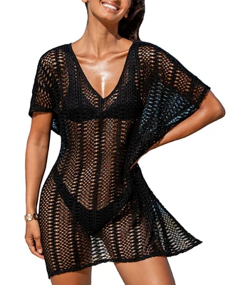 Cupshe Women's Black Mesh Oversized Cover-Up