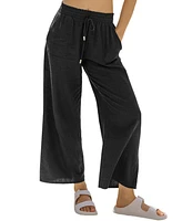 Cupshe Women's Black Elastic Waist Straight Leg Cover-Up Pants