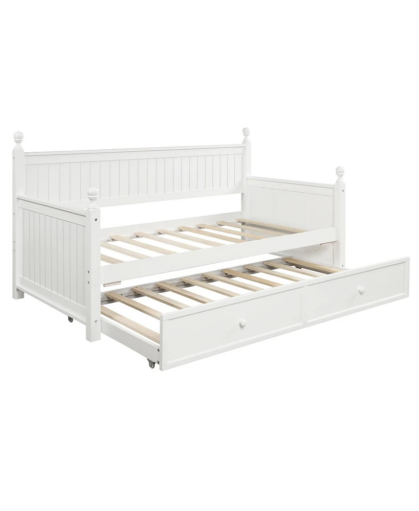 Simplie Fun Twin Size Wood Daybed With Twin Size Trundle