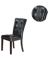 Streamdale Furniture Modern Parson Chairs Black Faux Leather Tufted Set Of 2 Side Chairs Dining Seatings