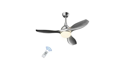 Slickblue Modern 48" Ceiling Fan with Dimmable Led Light and Remote Control Reversible Blades-Silver