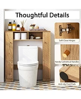 Costway Over The Toilet Storage Cabinet Double Door Bathroom Organizer