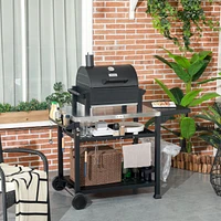Versatile Outdoor Grill Table with Adjustable Stainless Steel Surface