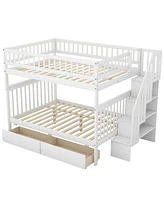 Simplie Fun Full Over Full Bunk Bed With Two Drawers And Storage