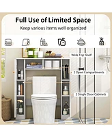 Costway Over The Toilet Storage Cabinet Double Door Bathroom Toilet Storage Organizer