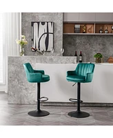 Streamdale Furniture 2 Green Adjustable Bar Stools With Back and Footrest