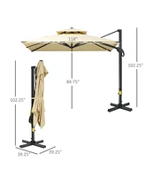 Large 9.8' Offset Patio Umbrella with Tilt, Rotation, and Ample Shade