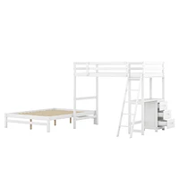 Twin Over Full Bunk Bed With Built-In Desk And Three Drawers