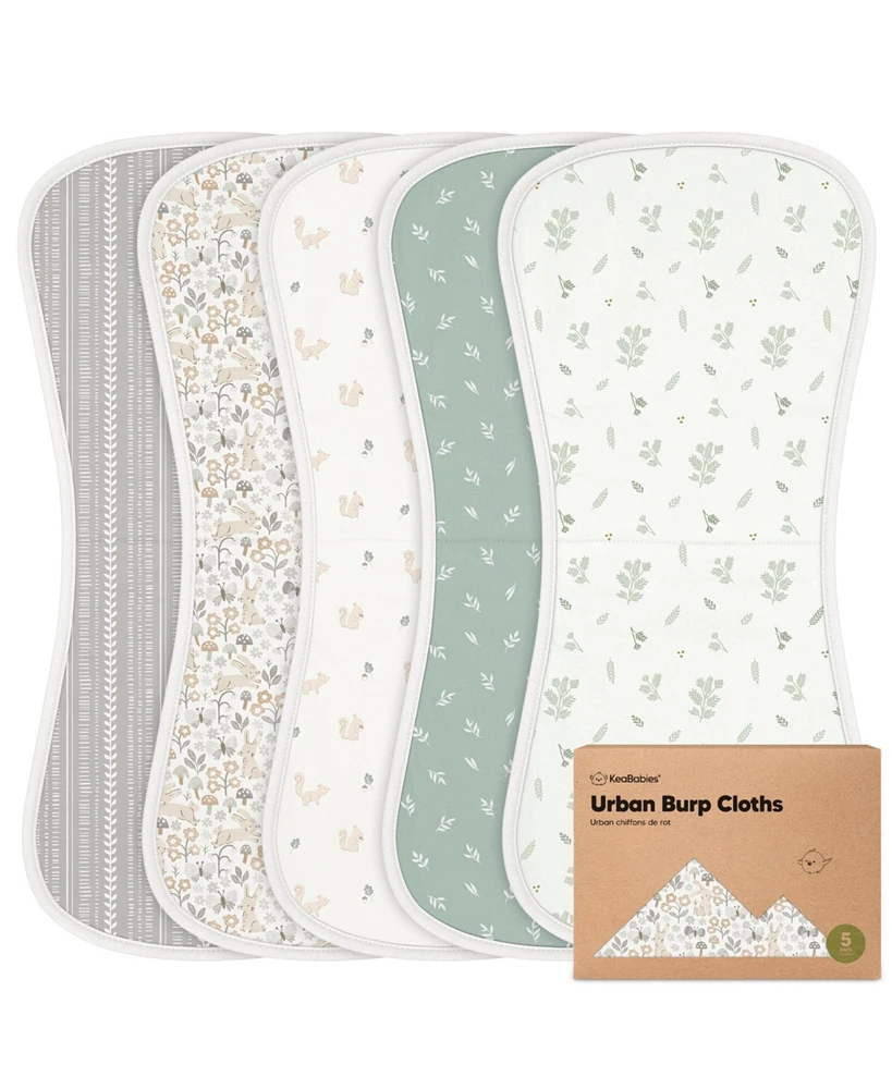 KeaBabies Kids 5pk Urban Burp Cloths, Burping Cloth for Babies, Rags