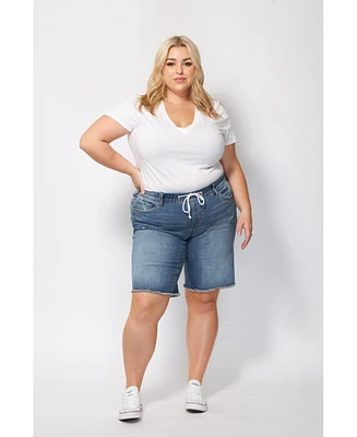 Slink Jeans Plus Denim Mid Rise Bermuda Shorts